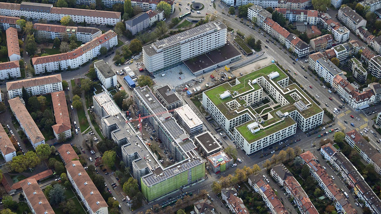 Ansicht des Westfeld Areals in Basel von oben