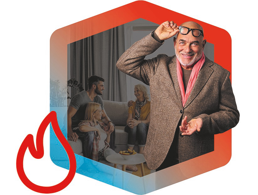 IWB Wärme-Symbol in einem sechseckigen Cube