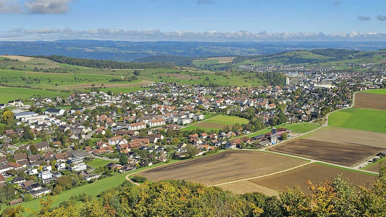 Luftansicht über den entstehenden Wärmeverbund Gipf-Oberfrick