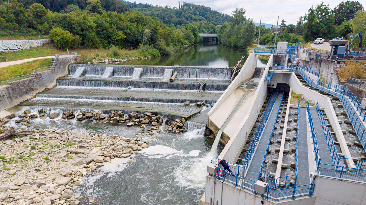 Fischtreppe beim Kraftwerk Neuewelt in Münchenstein. 